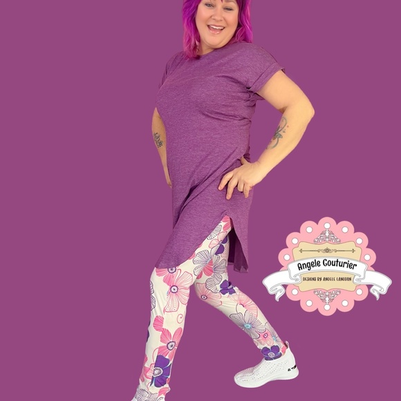 Leggings Angele Couturier Designs floral leggings white leggings spring summer - Picture 3 of 3